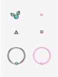 Steel Pastel Pink & Blue Nose Stud & Hoop 6 Pack, MULTI, hi-res