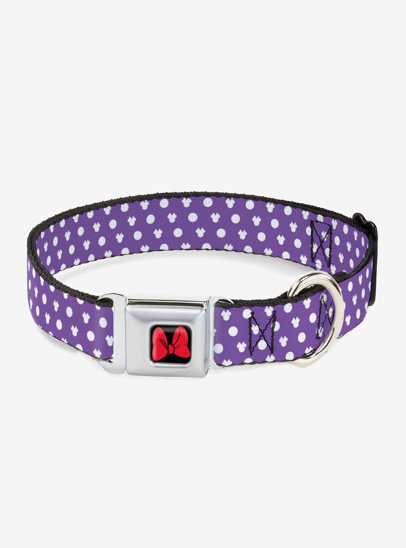 Disney Minnie Mouse Bow Ears Monogram Dots Dog Collar Seatbelt Buckle, , hi-res