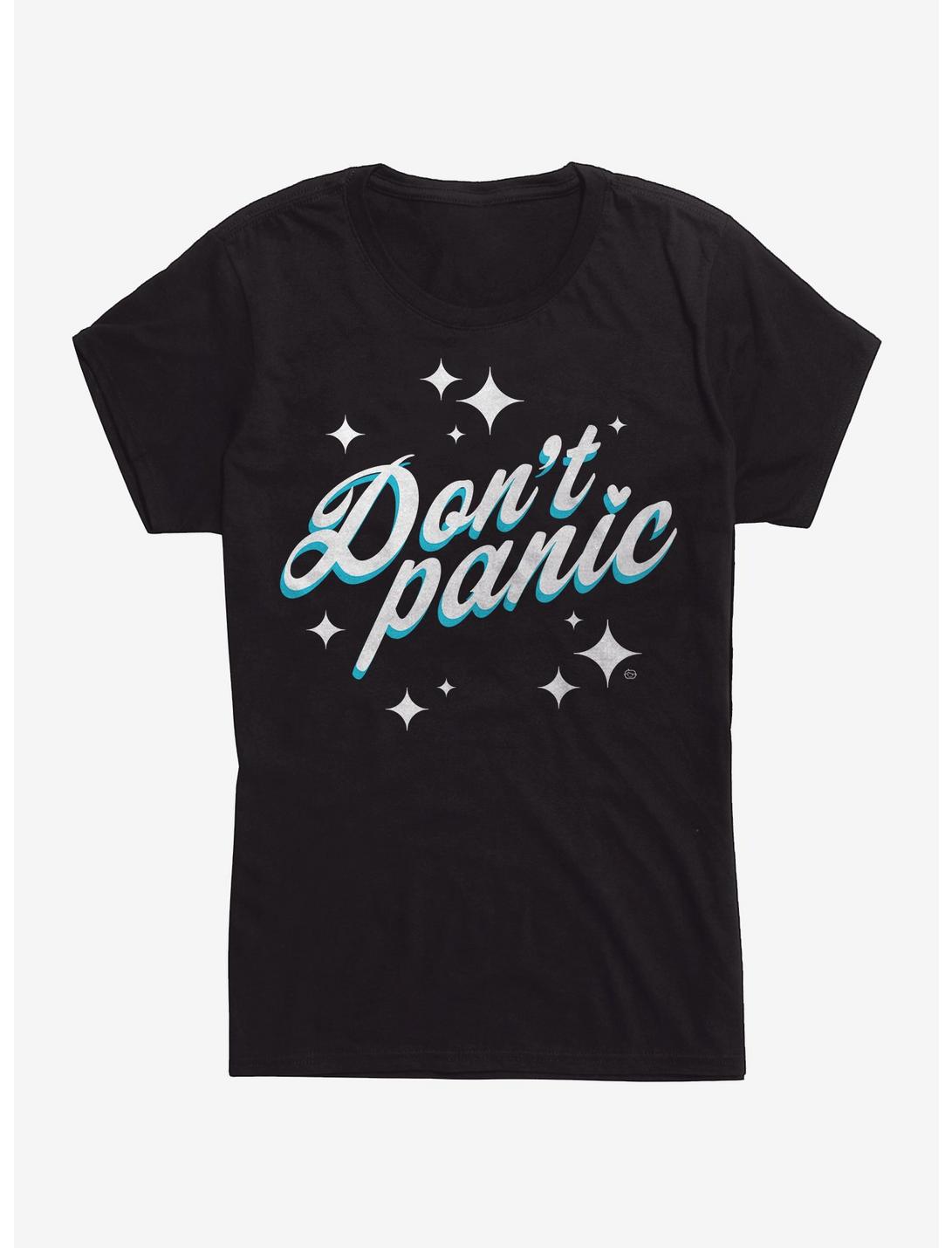 Don't Panic Star Girls T-Shirt, BLACK, hi-res
