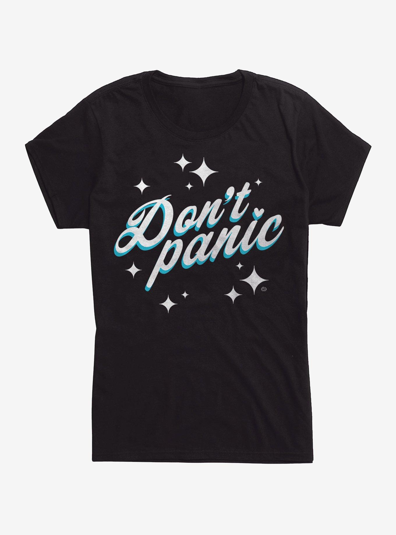 Don't Panic Star Girls T-Shirt, BLACK, hi-res