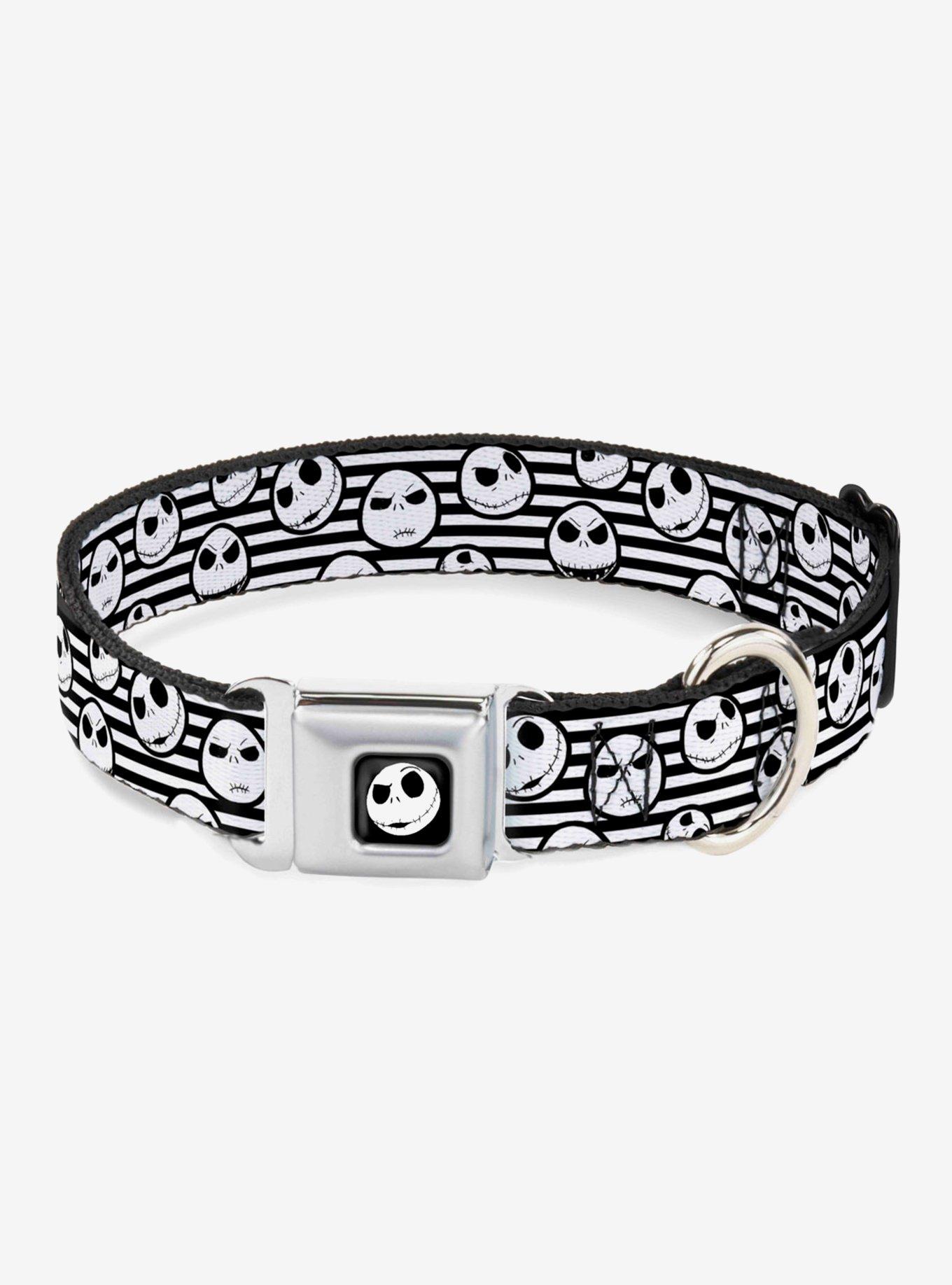 The Nightmare Before Christmas Jack Expressions Dog Collar Seatbelt Buckle, BLACK  WHITE, hi-res