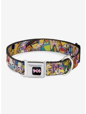 Nickelodeon 90's Rewind Character Mash Up Collage Dog Collar Seatbelt Buckle, , hi-res
