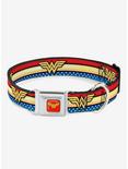 DC Comics Wonder Woman Logo Striped Stars Dog Collar Seatbelt Buckle, MULTICOLOR, hi-res
