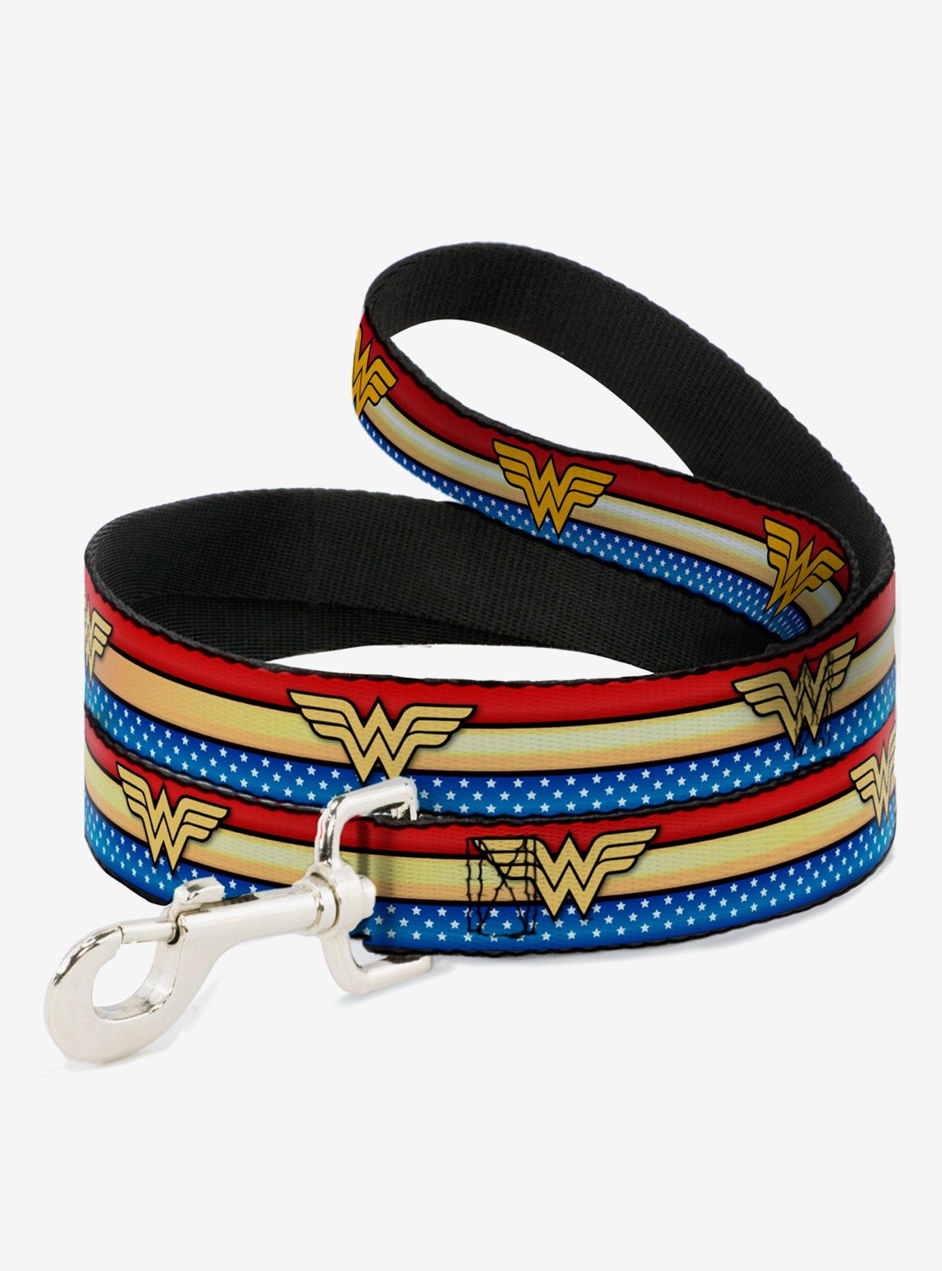 DC Comics Wonder Woman Logo Striped Stars Dog Leash, , hi-res