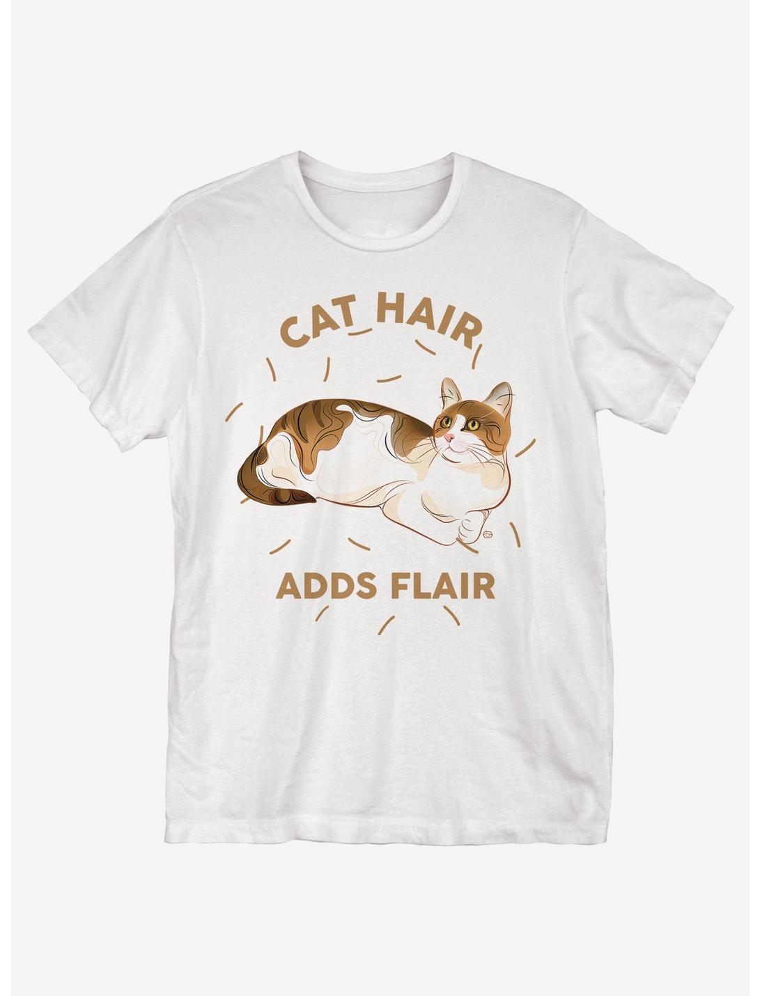 Cat Hair Adds Flair T-Shirt, WHITE, hi-res