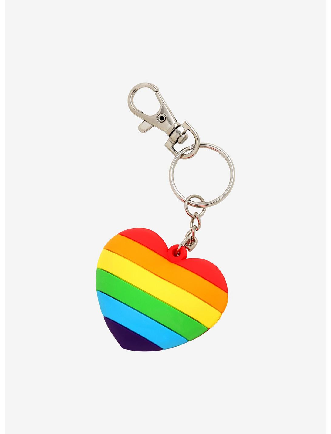 Rainbow Stripe Heart Key Chain, , hi-res
