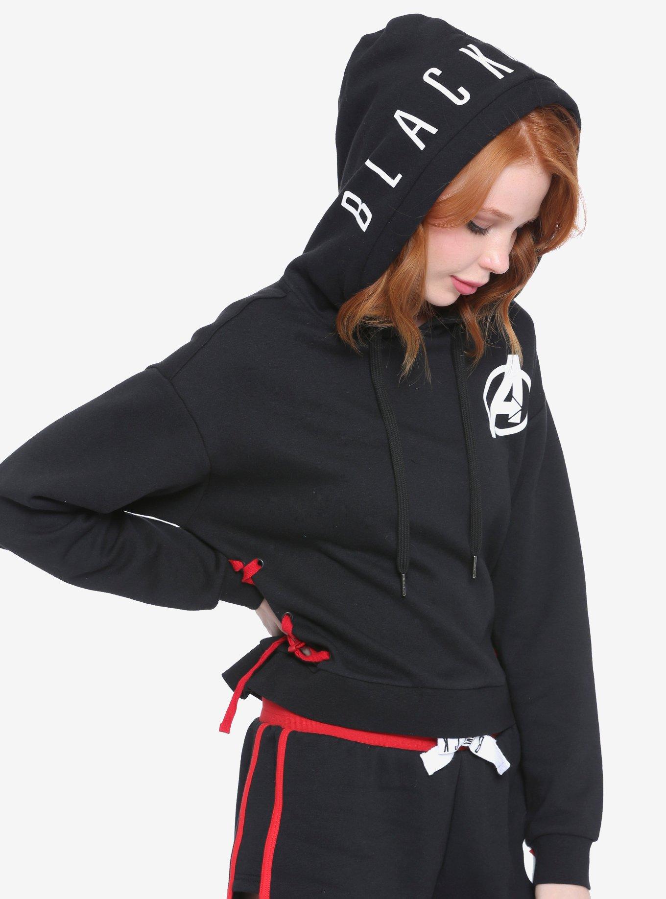 Her Universe Marvel Black Widow Lace-Up Girls Hoodie, BLACK, hi-res