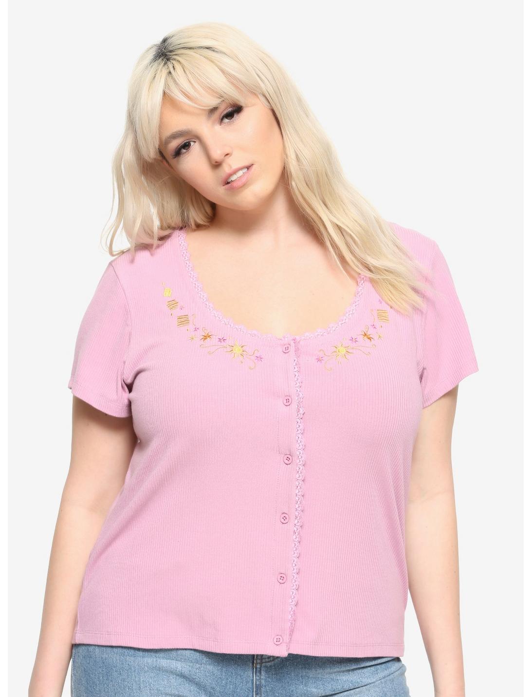 Her Universe Disney Tangled Button-Front Girls Top Plus Size, MULTI, hi-res