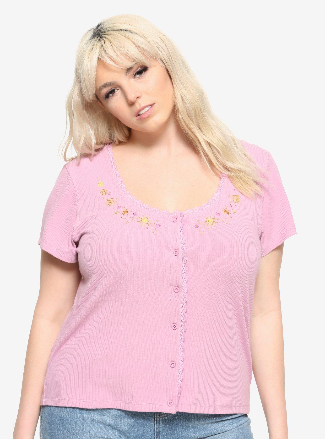 Her Universe Disney Tangled Button-Front Girls Top Plus Size, MULTI, hi-res