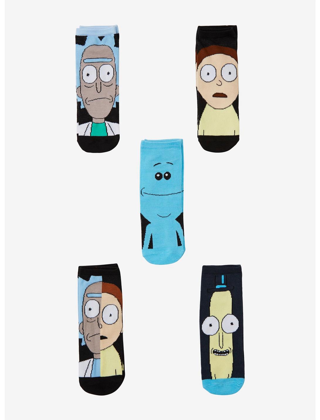 Rick and Morty Meeseeks, Mr. Poopybutthole, Rick, & Morty Ankle Sock Set - BoxLunch Exclusive, , hi-res