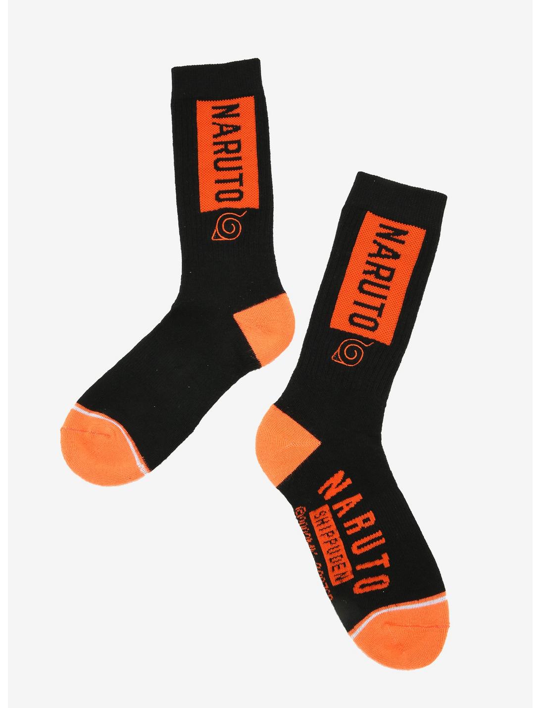 Naruto Shippuden Orange Logo Crew Socks - BoxLunch Exclusive, , hi-res