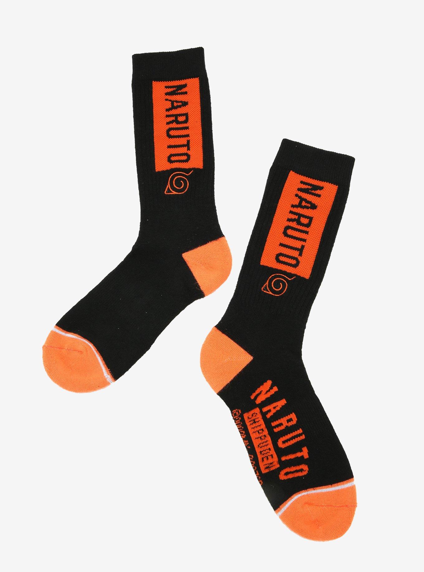 Naruto Shippuden Orange Logo Crew Socks - BoxLunch Exclusive, , hi-res