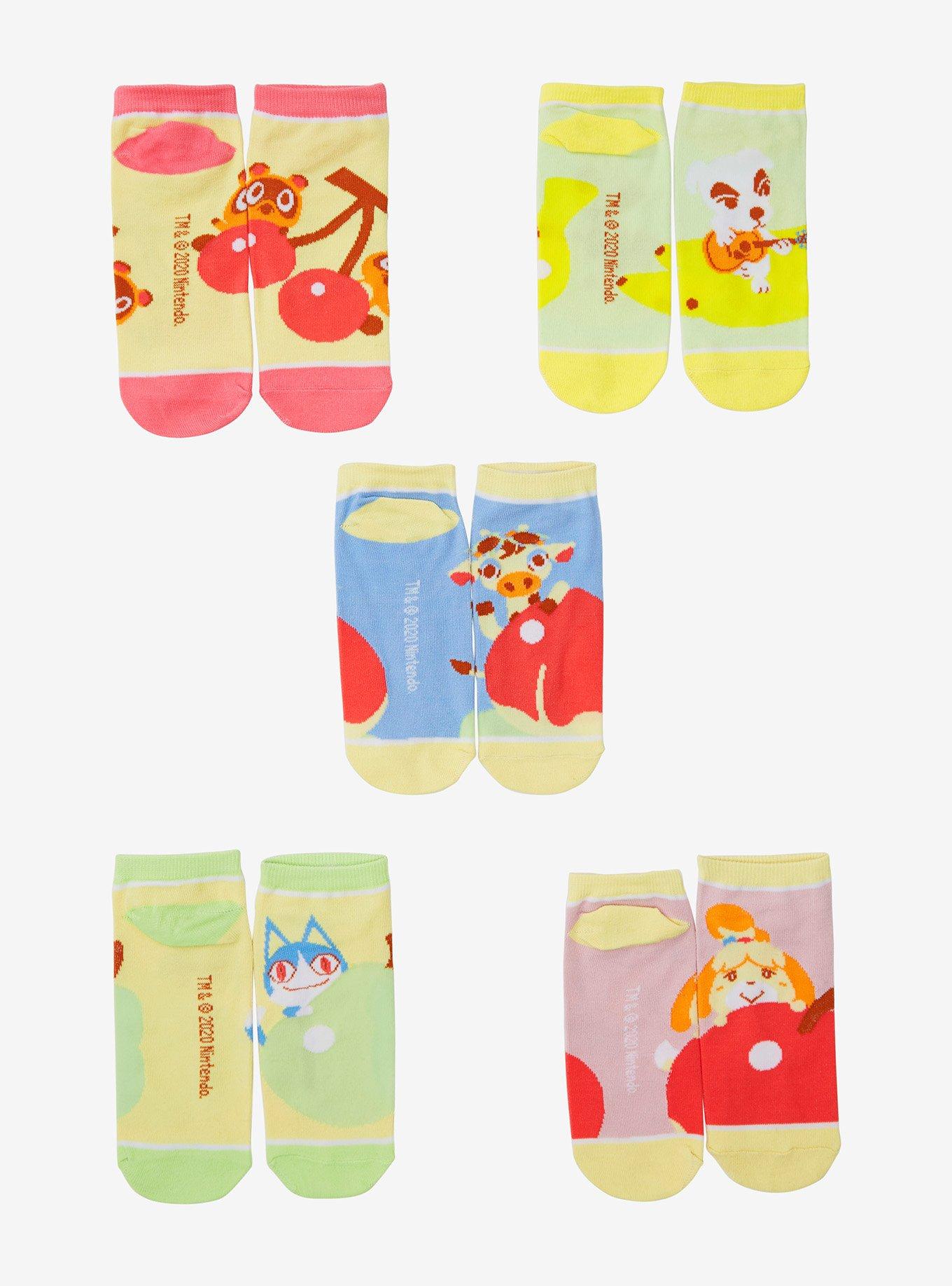 Animal Crossing Characters & Fruit Ankle Sock Set, , hi-res