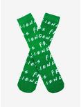Friends Logo Green Allover Print Crew Socks - BoxLunch Exclusive, , hi-res