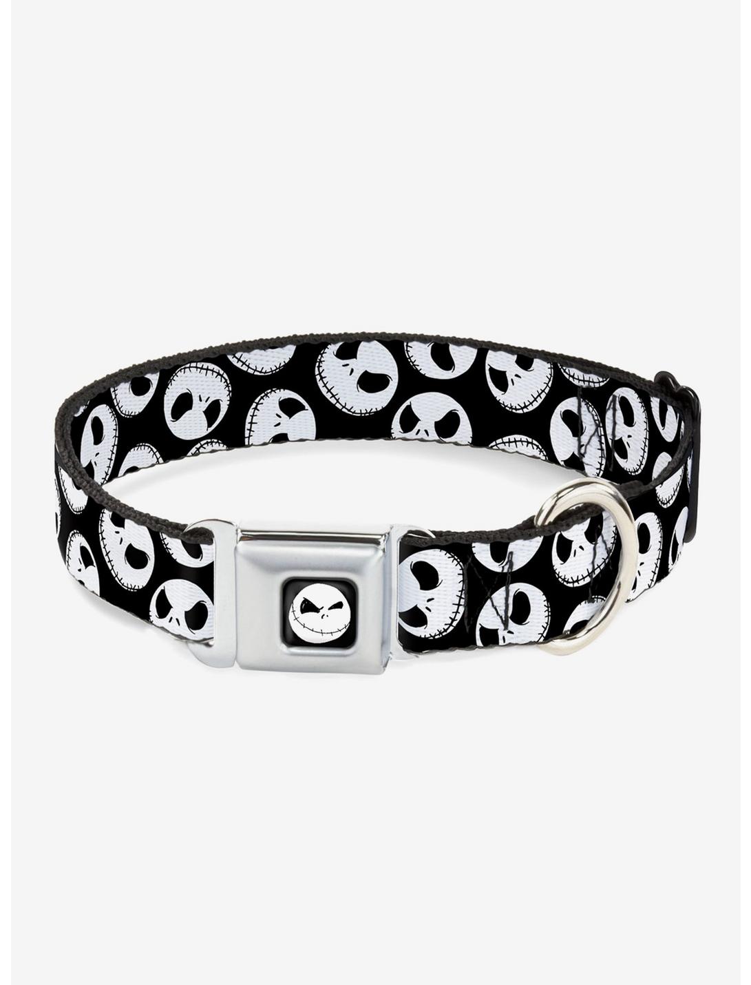 The Nightmare Before Christmas Jack Scattered Expressions Dog Collar Seatbelt Buckle, BLACK  WHITE, hi-res