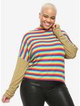 Bright Stripes Mock-Neck Girls Long-Sleeve T-Shirt Plus Size, MULTI, hi-res