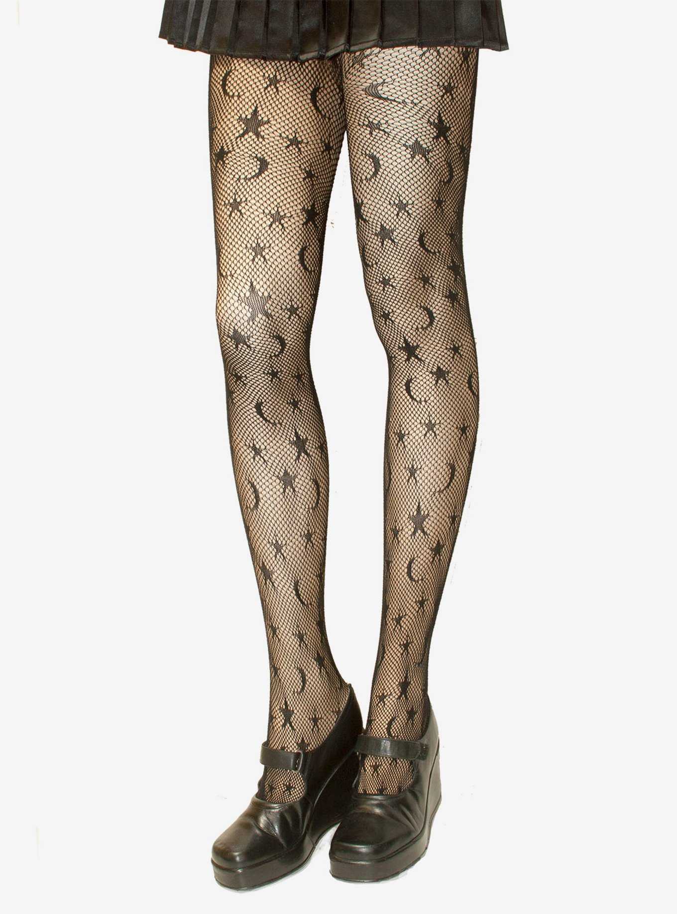 Star Pattern Fishnet Tights In Black - Epic Party Tights