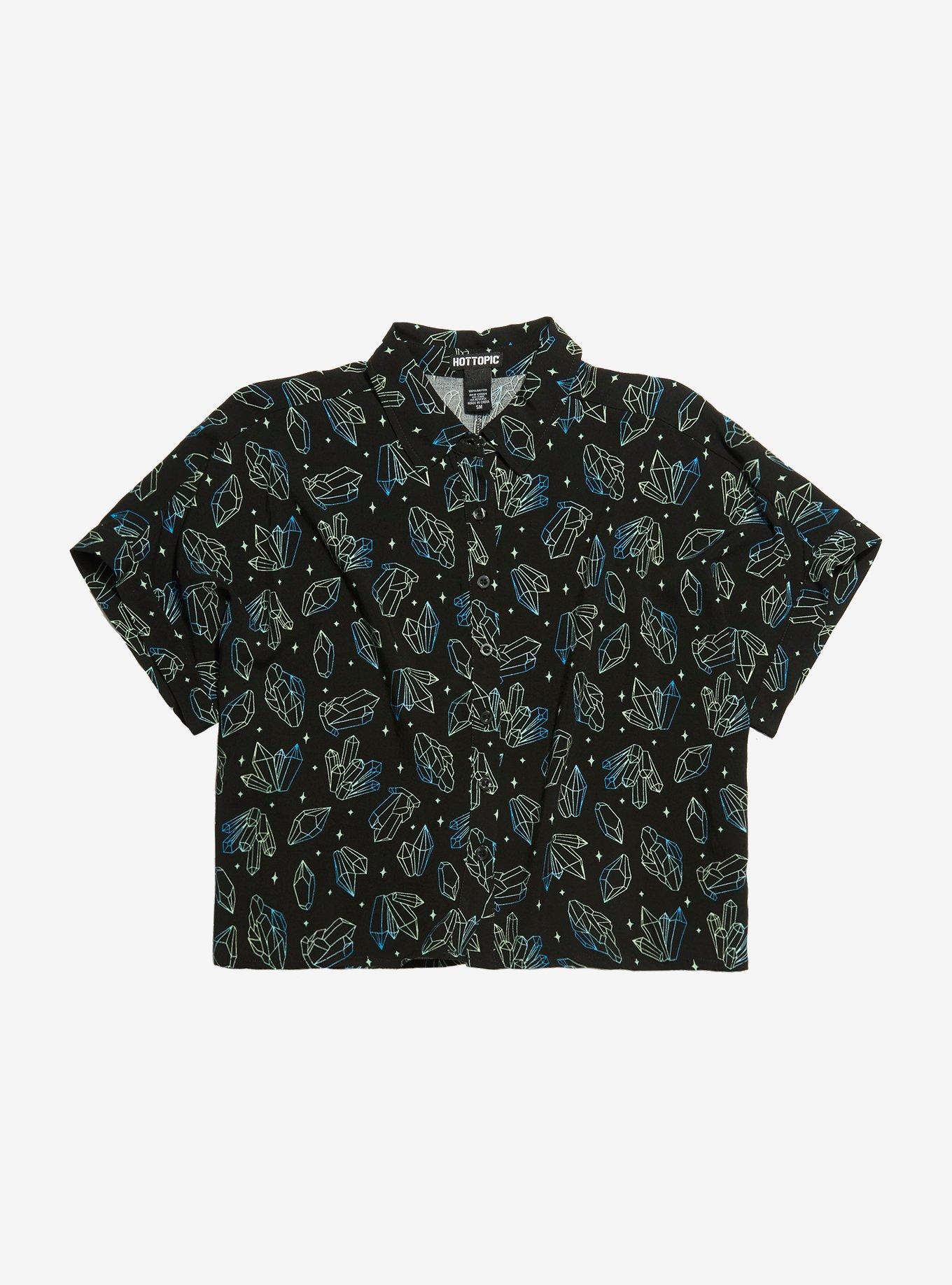 Teal Crystals Girls Woven Button-Up | Hot Topic