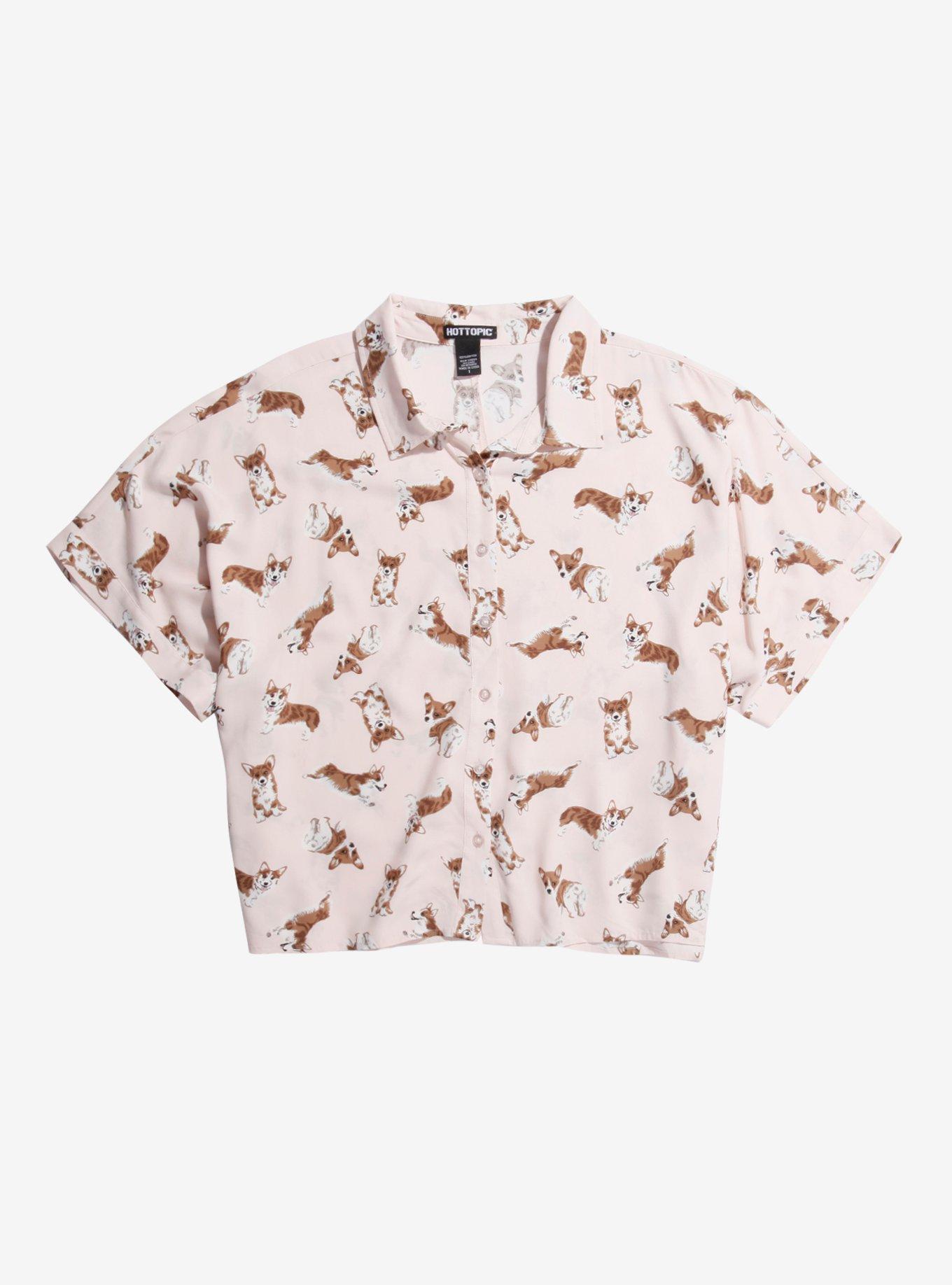 corgi dress shirt Pembroke Welsh Corgi Embroidered Long Sleeve Button Up Shirt