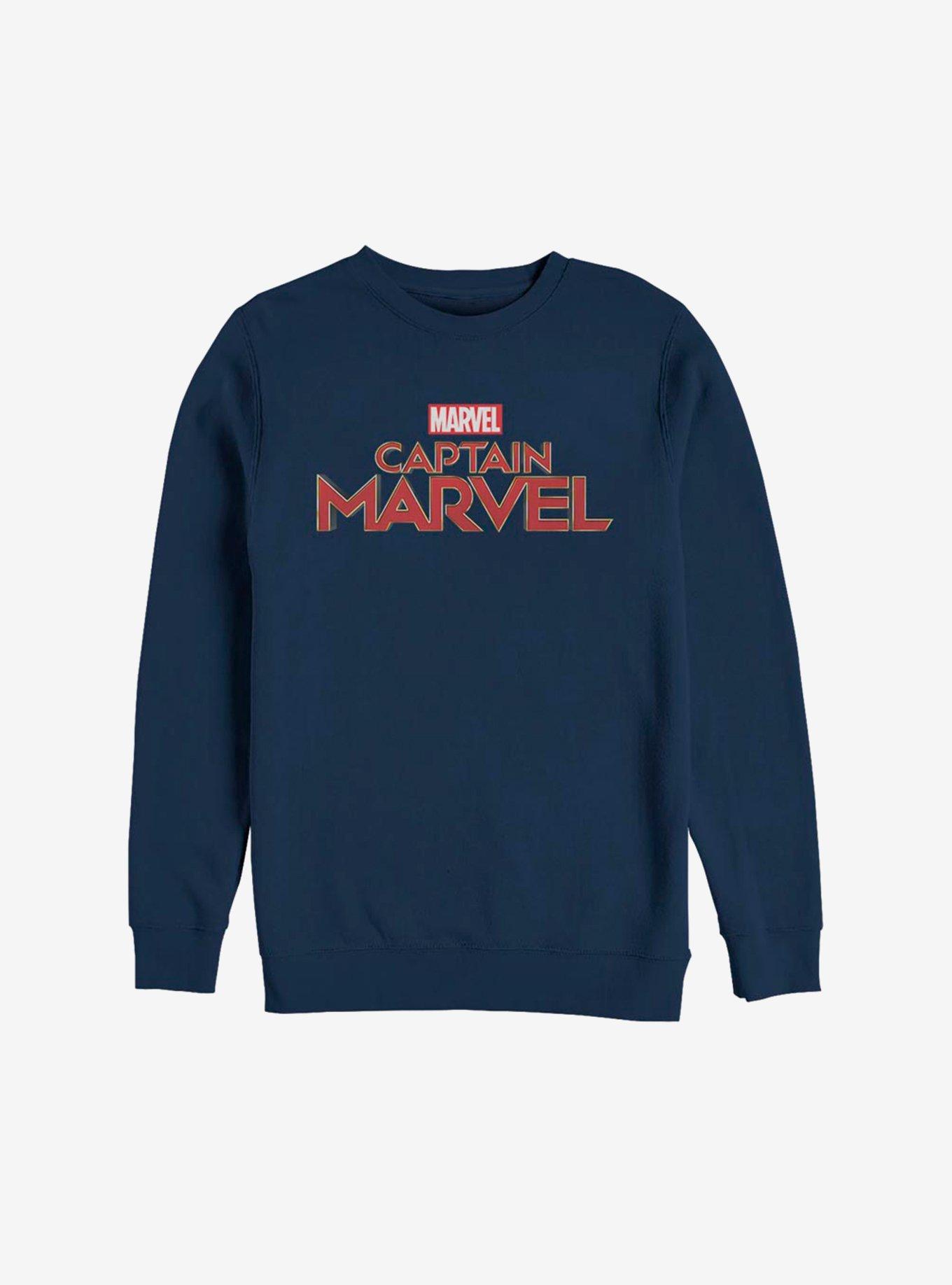 Marvel Captain Marvel Logo Sweatshirt, NAVY, hi-res