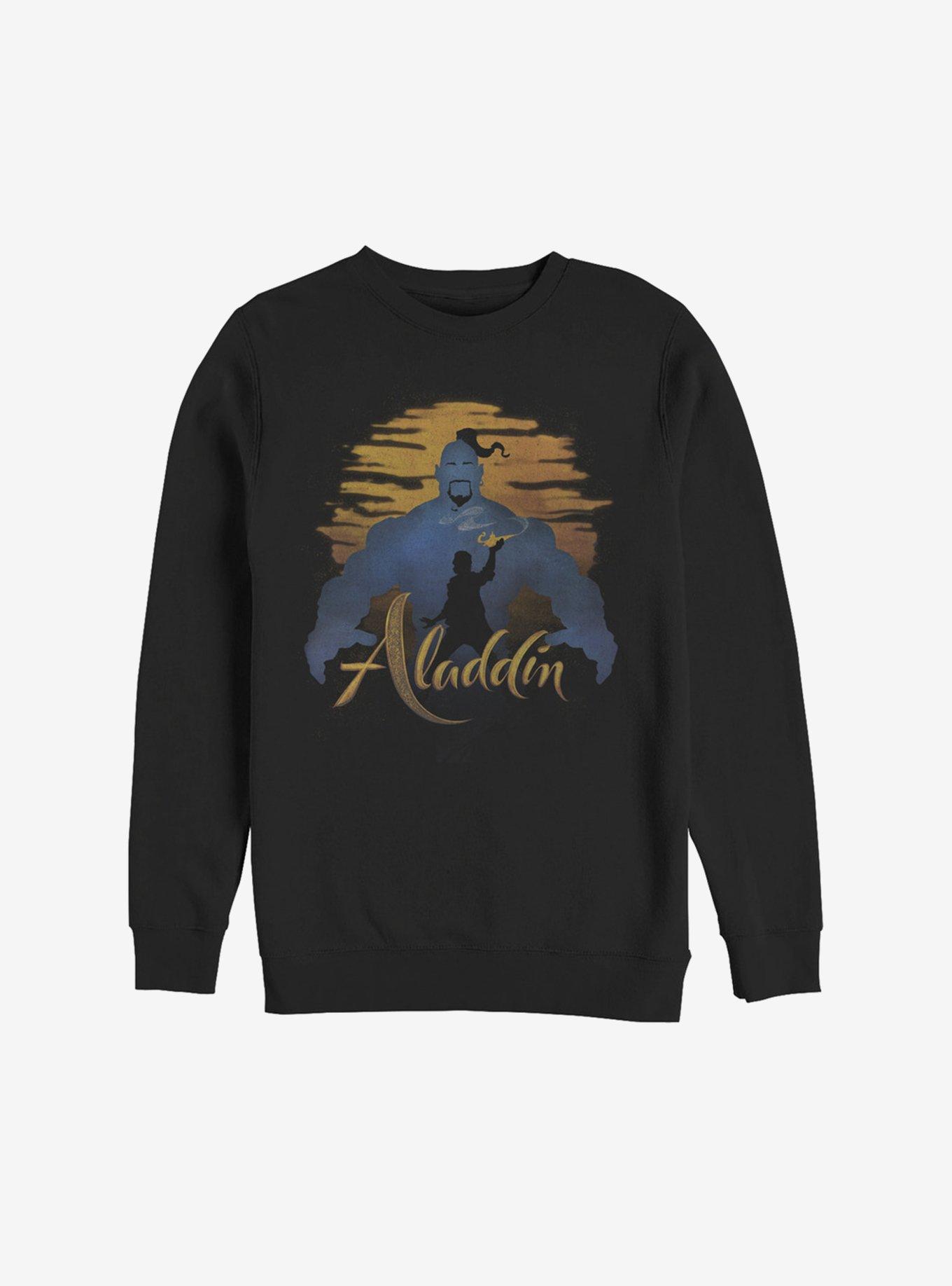 Disney Aladdin 2019 Genie Silhouette Sweatshirt, BLACK, hi-res view 1