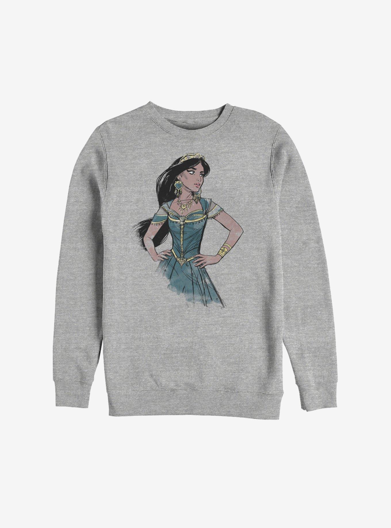 Disney Aladdin 2019 Jasmine Sketch Sweatshirt - GREY | BoxLunch