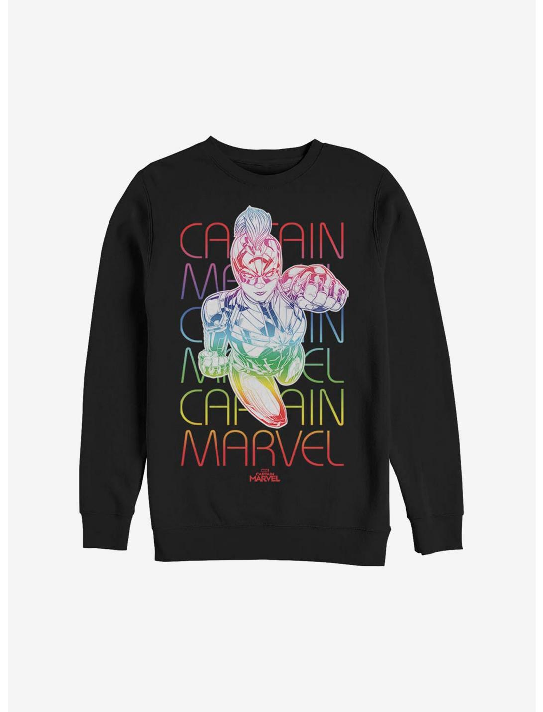 Marvel Captain Marvel Rainbow Power Sweatshirt, BLACK, hi-res