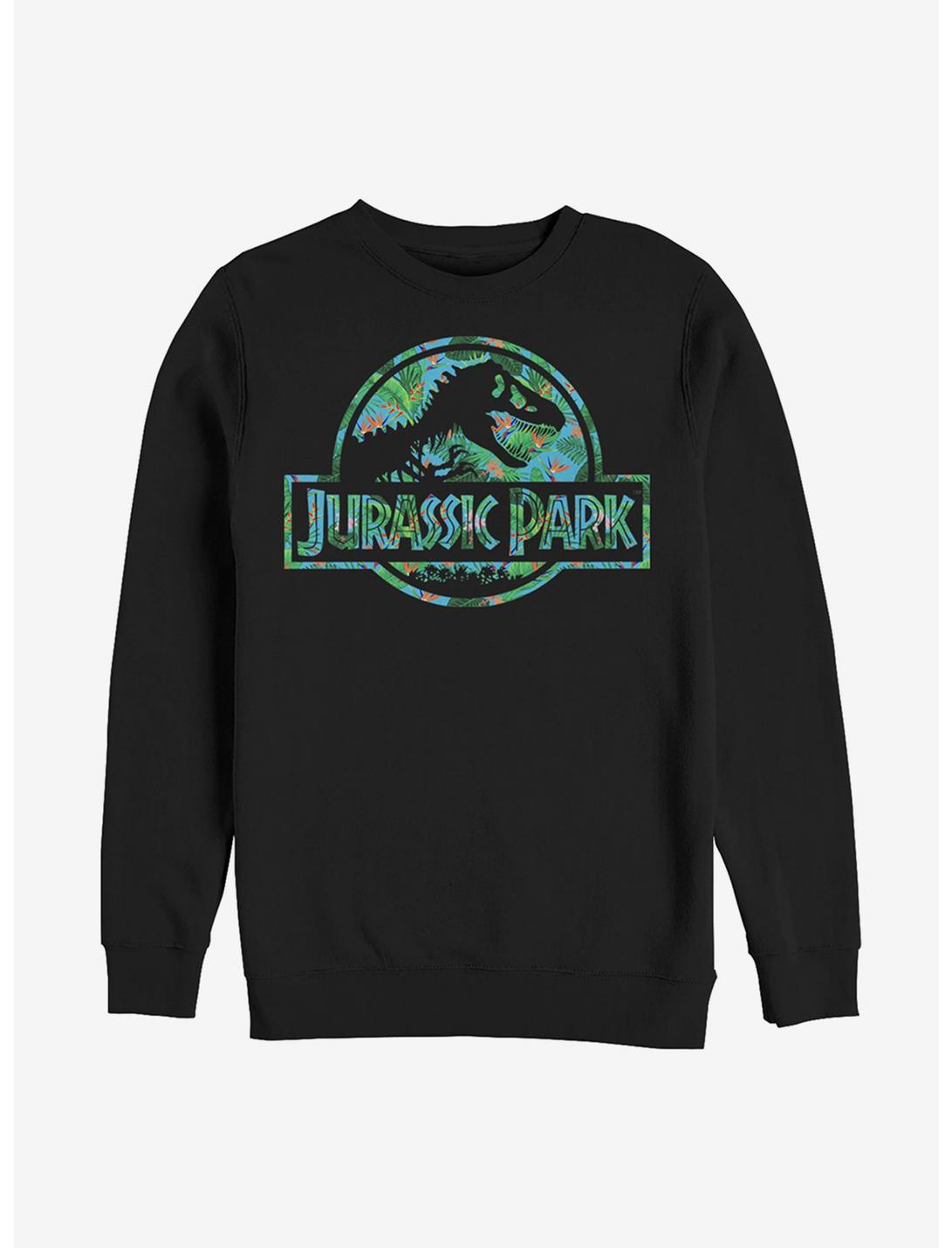 Jurassic Park Floral Logo Sweatshirt, BLACK, hi-res