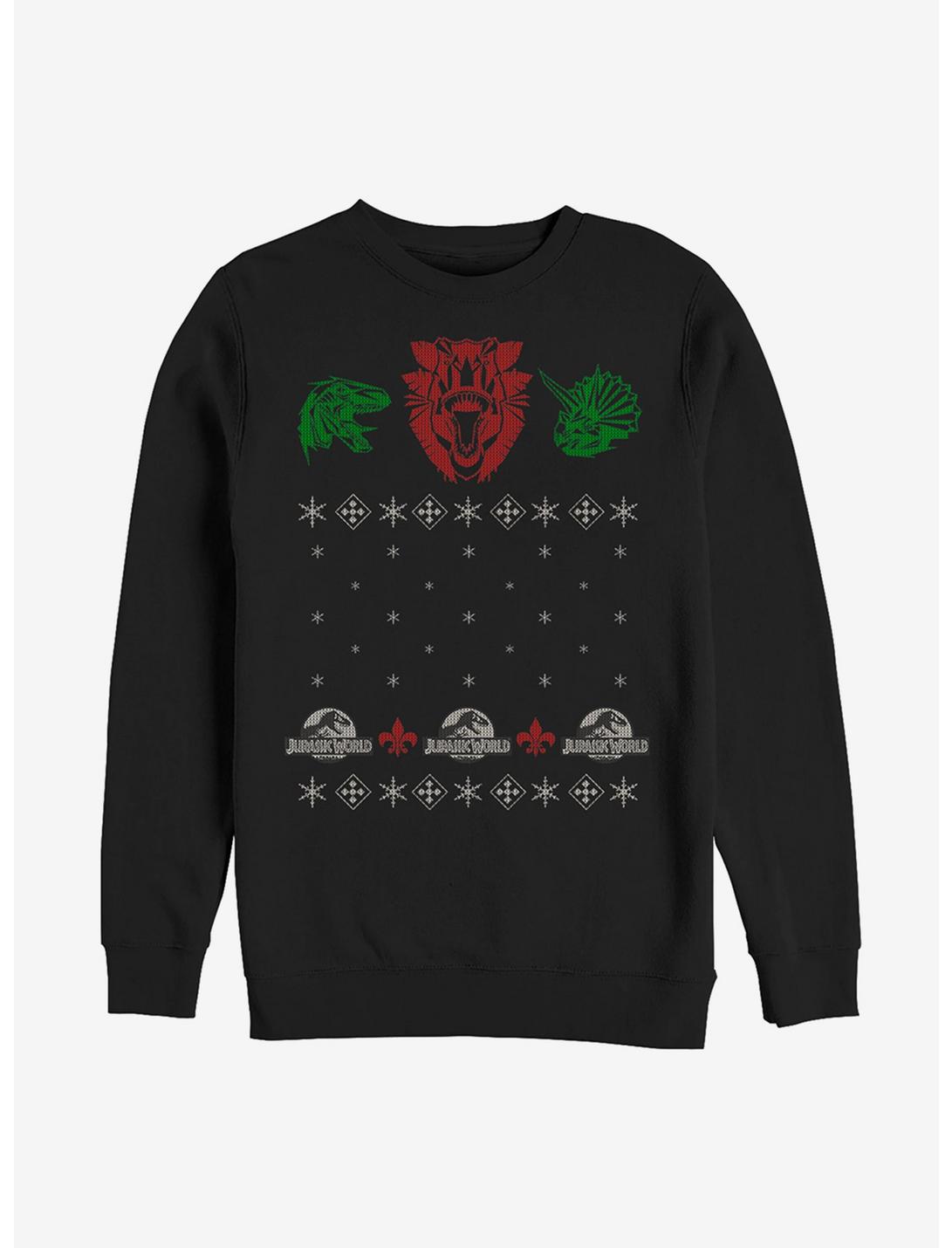 Jurassic World Jurassic Christmas Pattern Sweatshirt, BLACK, hi-res