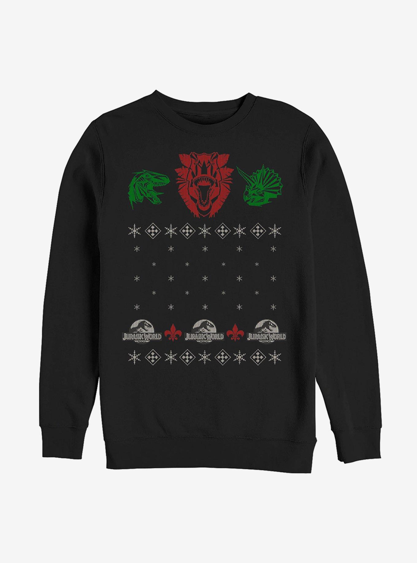Jurassic World Jurassic Christmas Pattern Sweatshirt, BLACK, hi-res