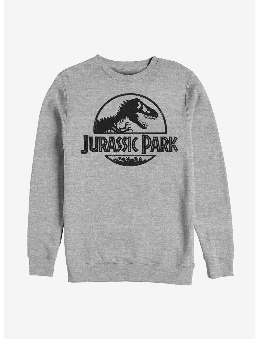 Jurassic Park Grayscale Logo Sweatshirt, ATH HTR, hi-res