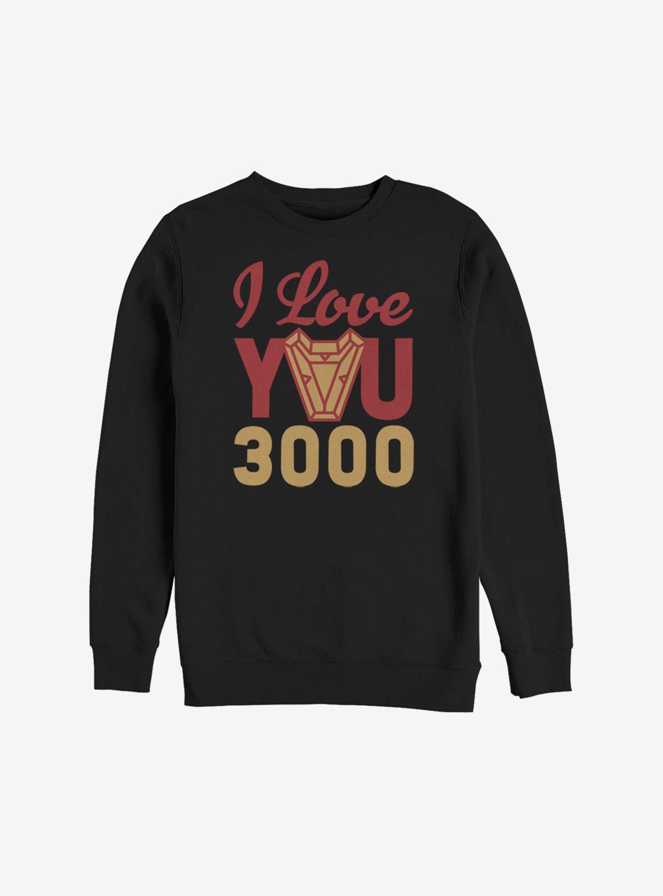 Marvel Iron Man Love You 3000 Arc Reactor Sweatshirt - BLACK | BoxLunch