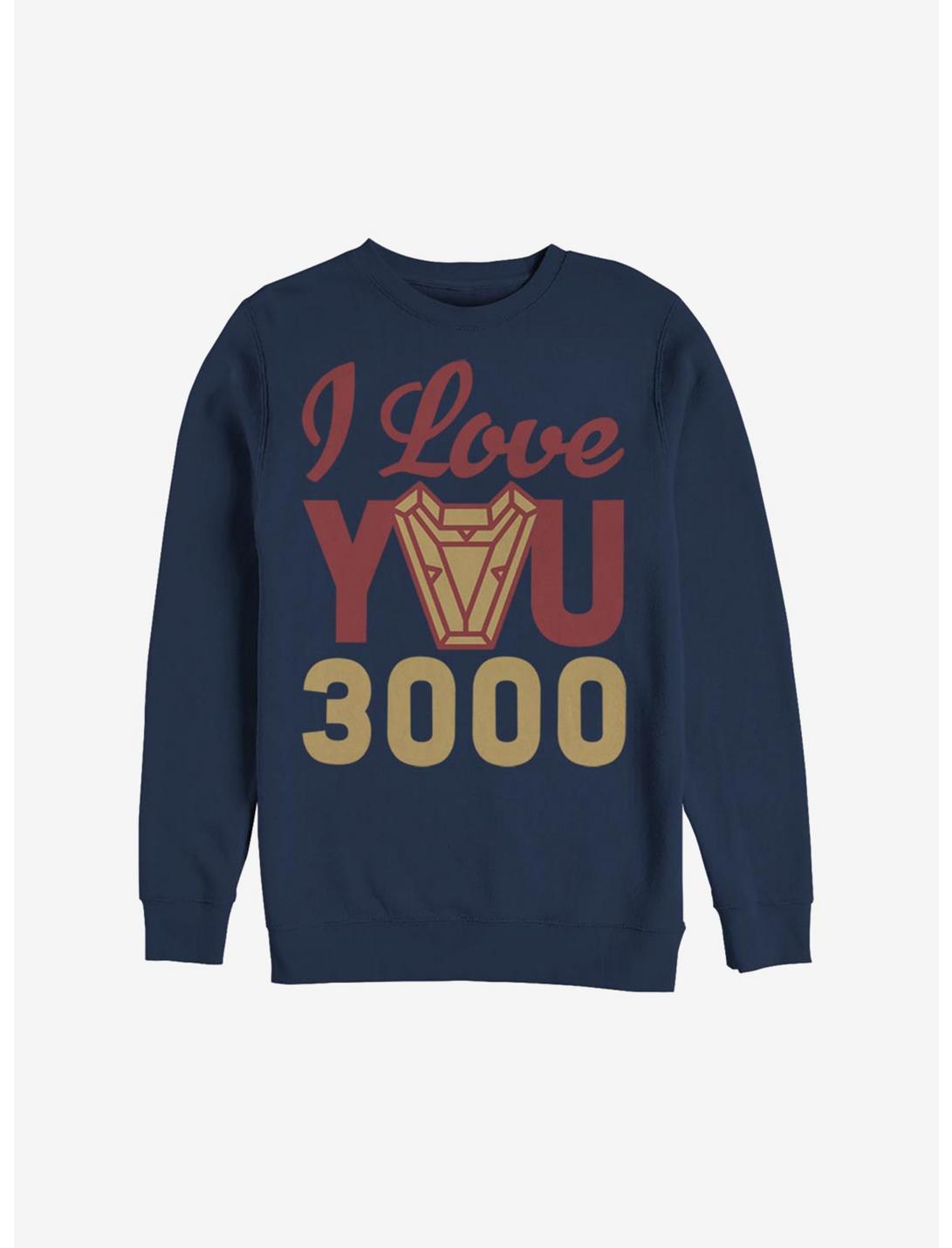 Marvel Iron Man Love You 3000 Arc Reactor Sweatshirt, NAVY, hi-res