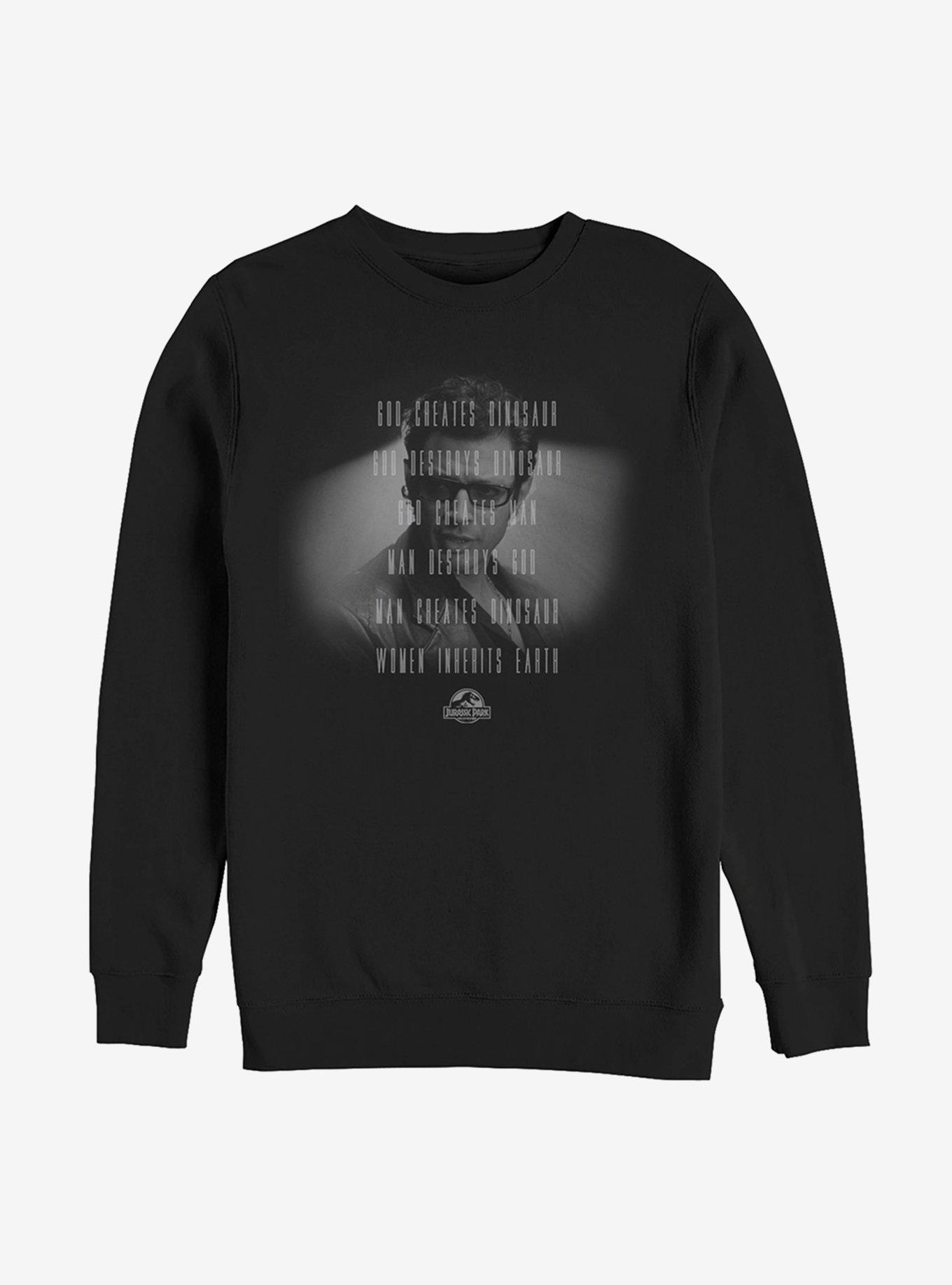 Plus Size Jurassic Park God Creates Sweatshirt, BLACK, hi-res