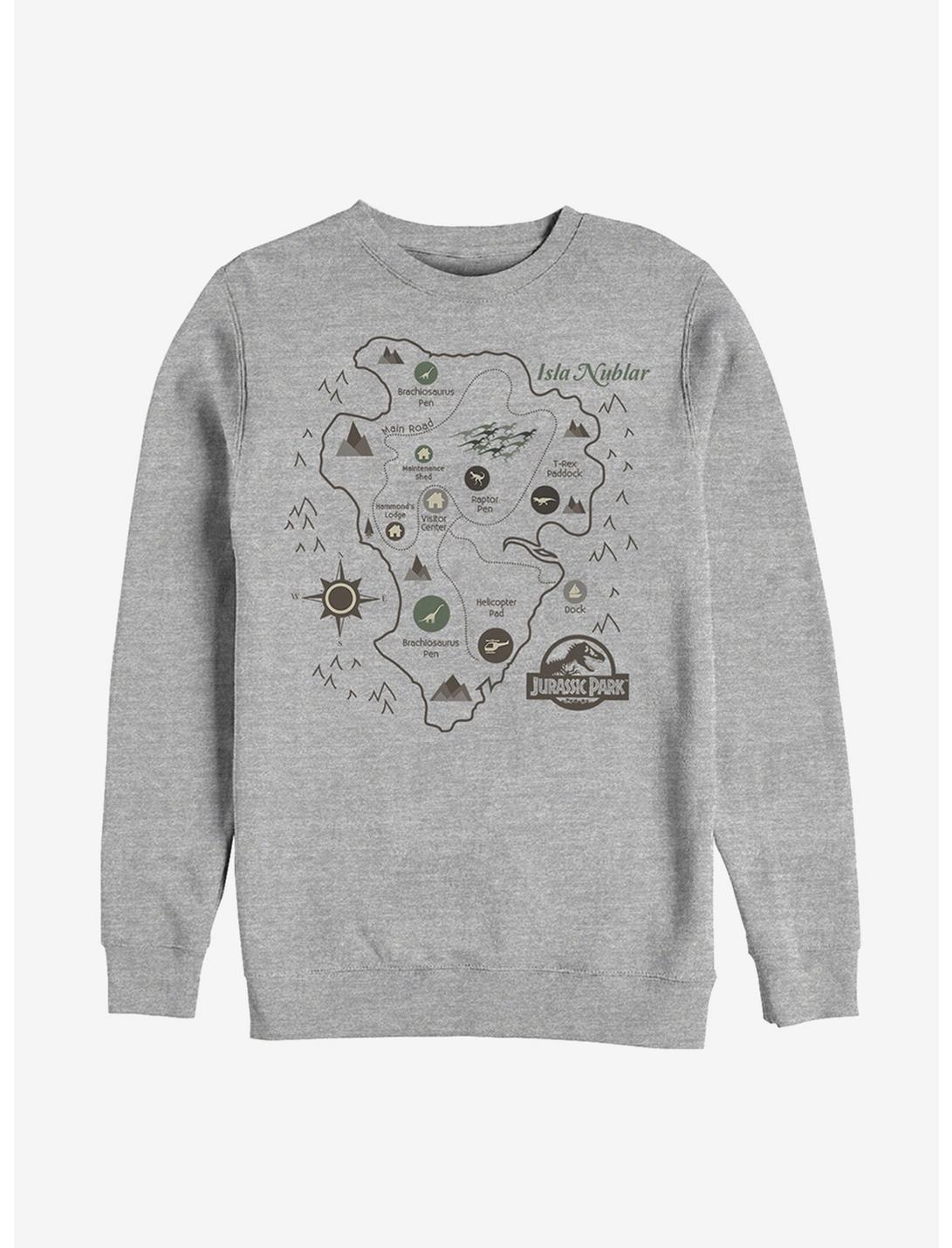 Jurassic Park Map Sweatshirt, ATH HTR, hi-res