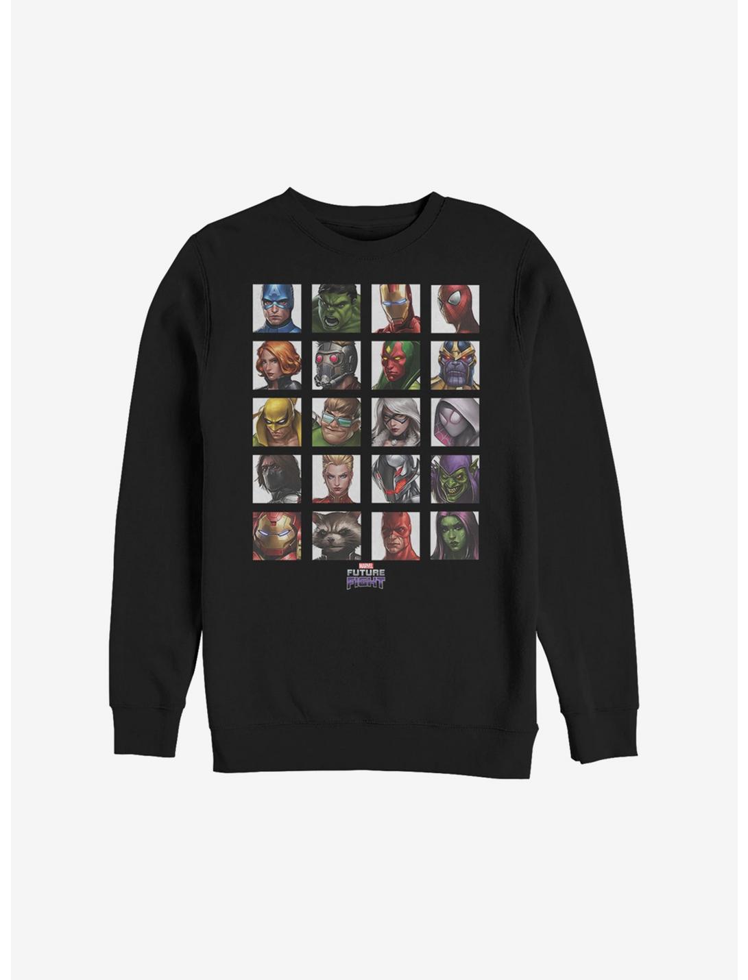 Plus Size Marvel Avengers Character Grid Sweatshirt, BLACK, hi-res