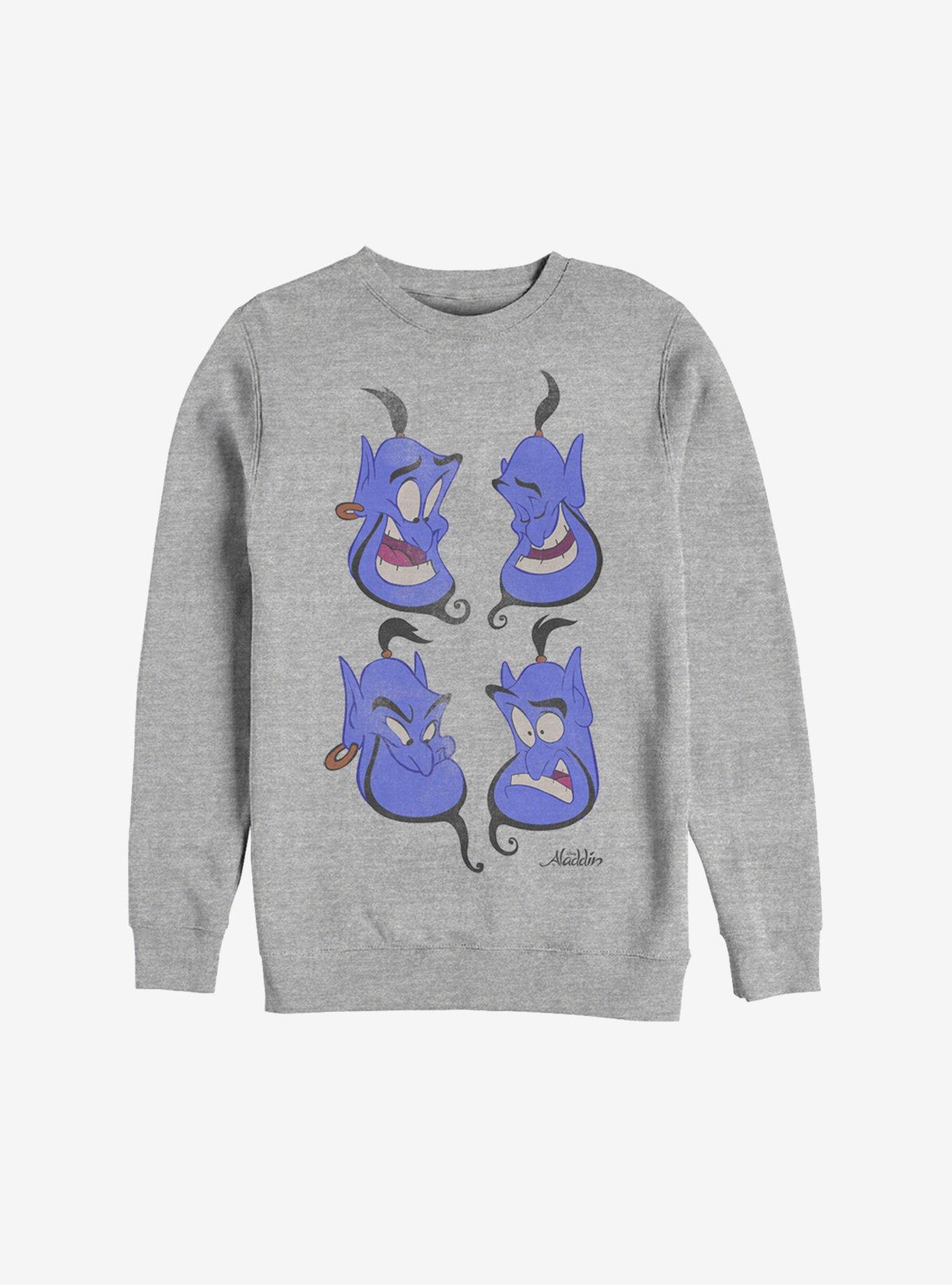 Disney Aladdin Faces Of Genie Sweatshirt, ATH HTR, hi-res