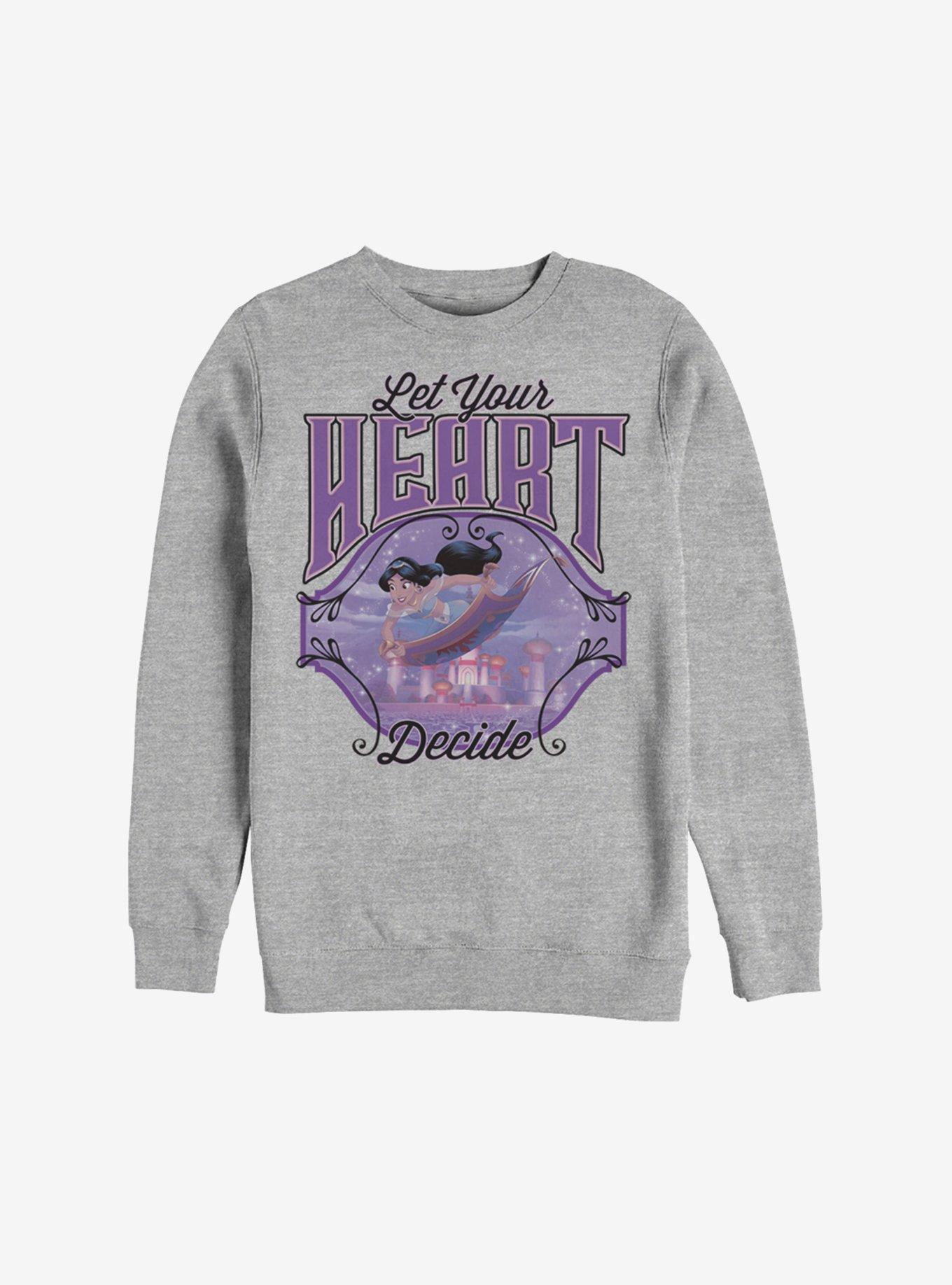 Disney Aladdin Jasmine Let Your Heart Decide Sweatshirt, ATH HTR, hi-res