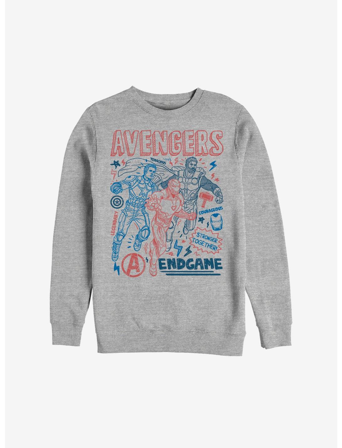 Marvel Avengers: Endgame Mightiest Doodles Sweatshirt, ATH HTR, hi-res