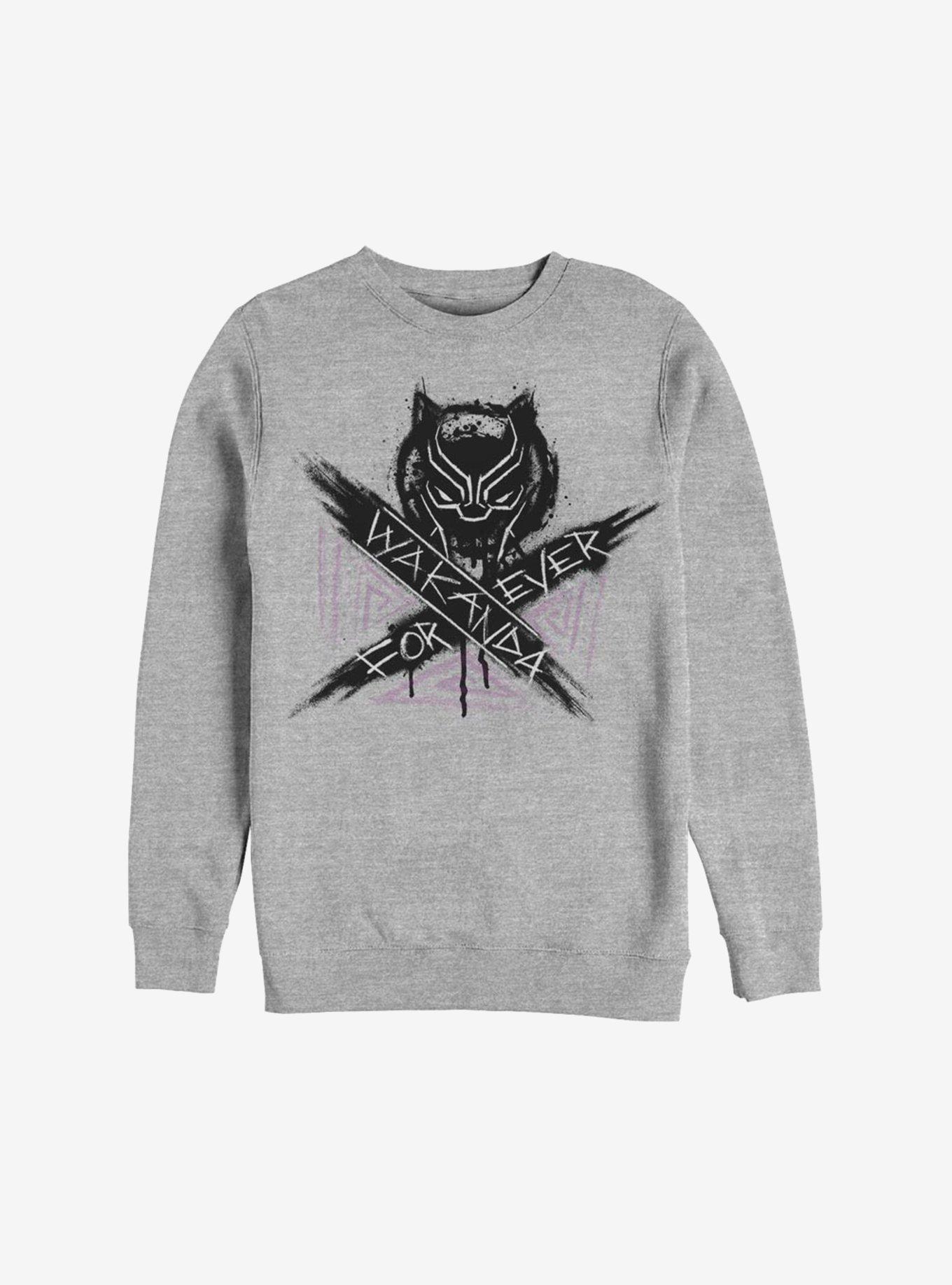 Marvel Black Panther Wakanda Forever Paint Sweatshirt, ATH HTR, hi-res