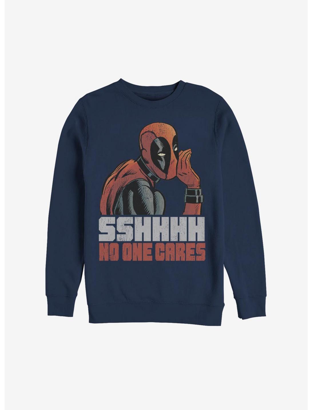 Marvel Deadpool No One Cares Sweatshirt, NAVY, hi-res