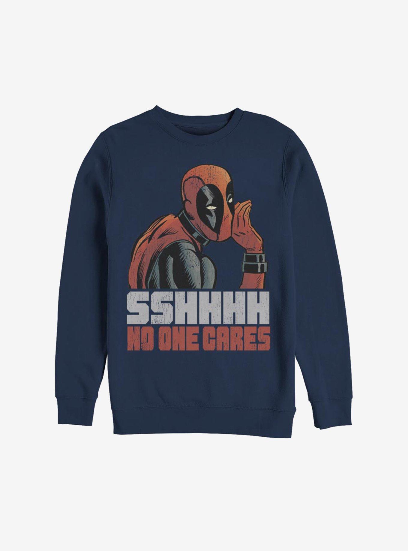 Marvel Deadpool No One Cares Sweatshirt, NAVY, hi-res