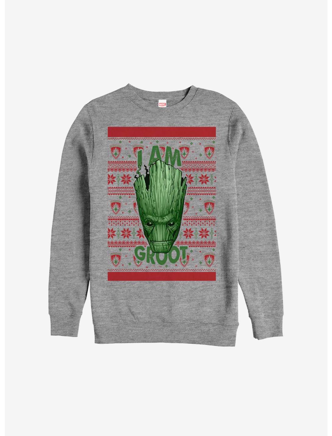 Marvel Guardians Of The Galaxy Groot Christmas Pattern Sweatshirt, ATH HTR, hi-res