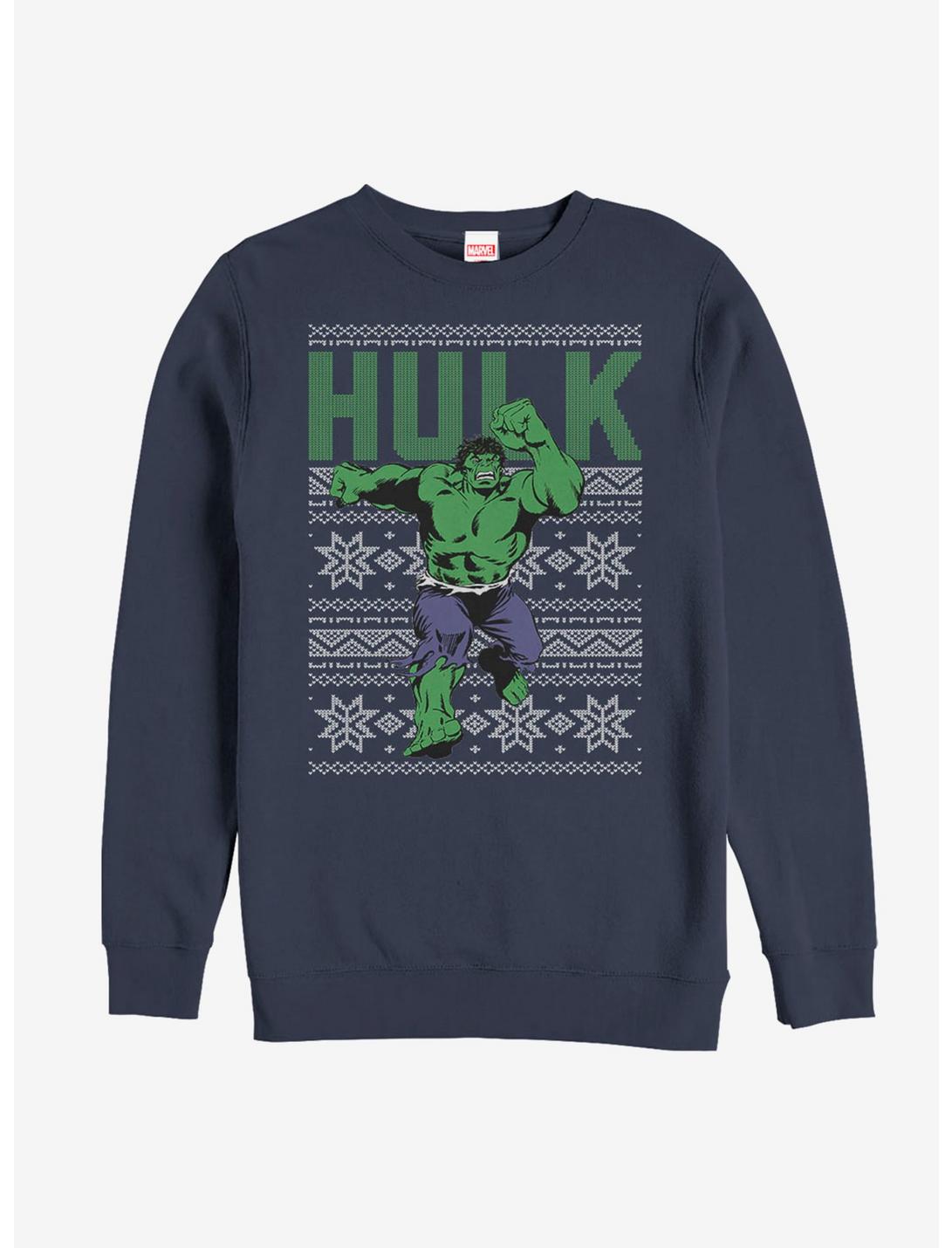 Marvel Hulk Christmas Pattern Sweatshirt, NAVY, hi-res
