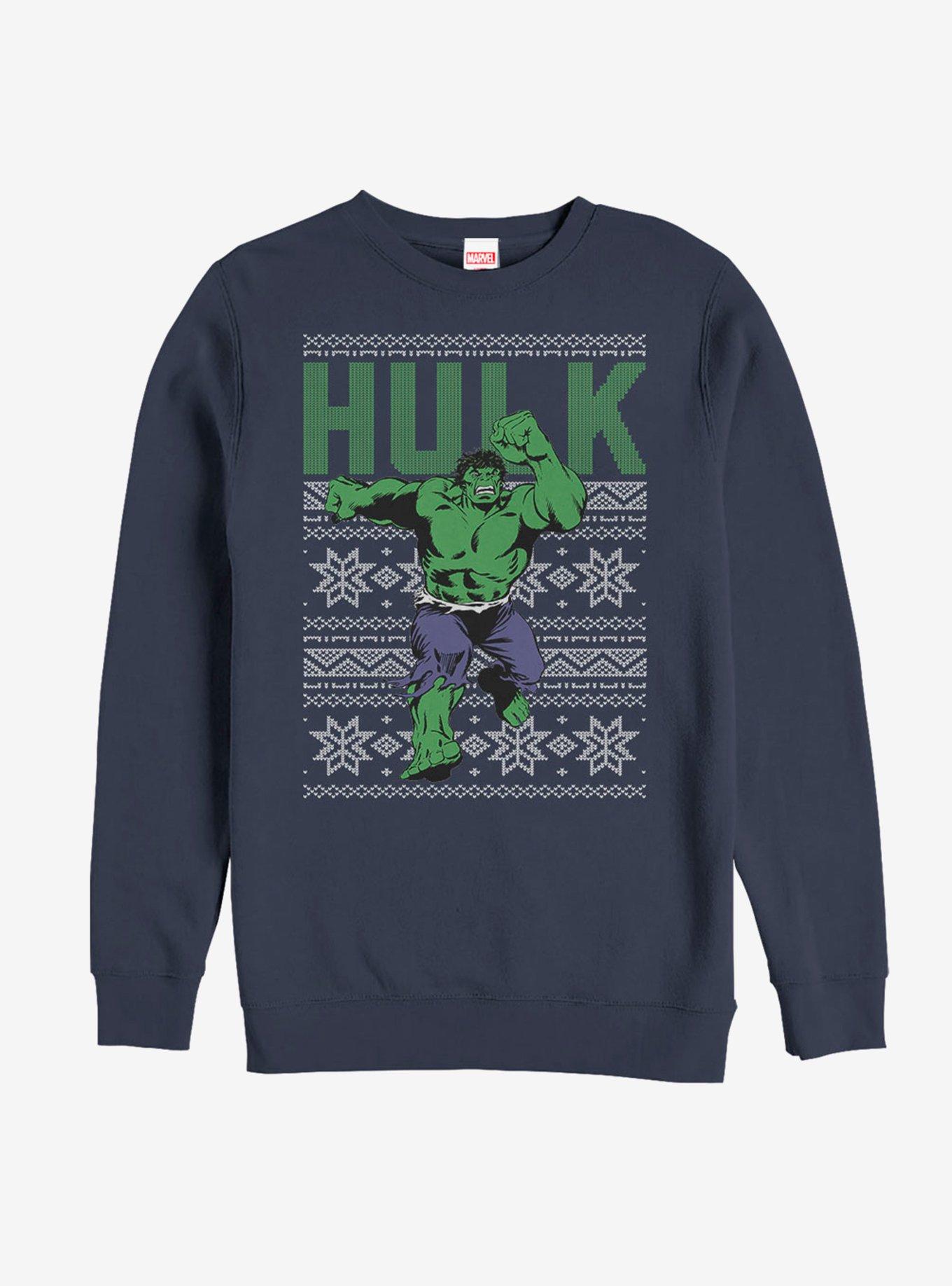 Marvel Hulk Christmas Pattern Sweatshirt, NAVY, hi-res