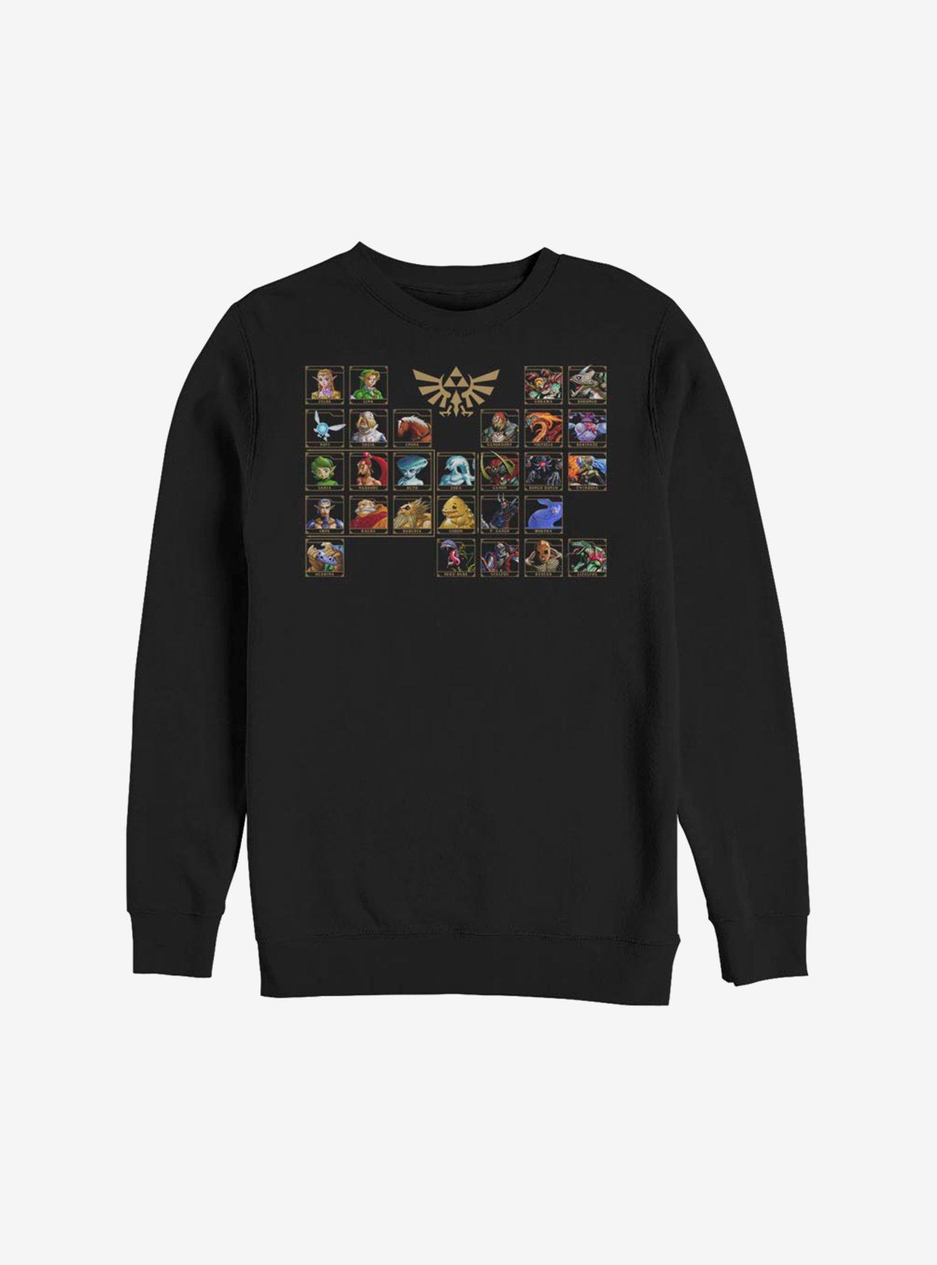 Nintendo The Legend Of Zelda Ocarina Periodic Table Sweatshirt, BLACK, hi-res