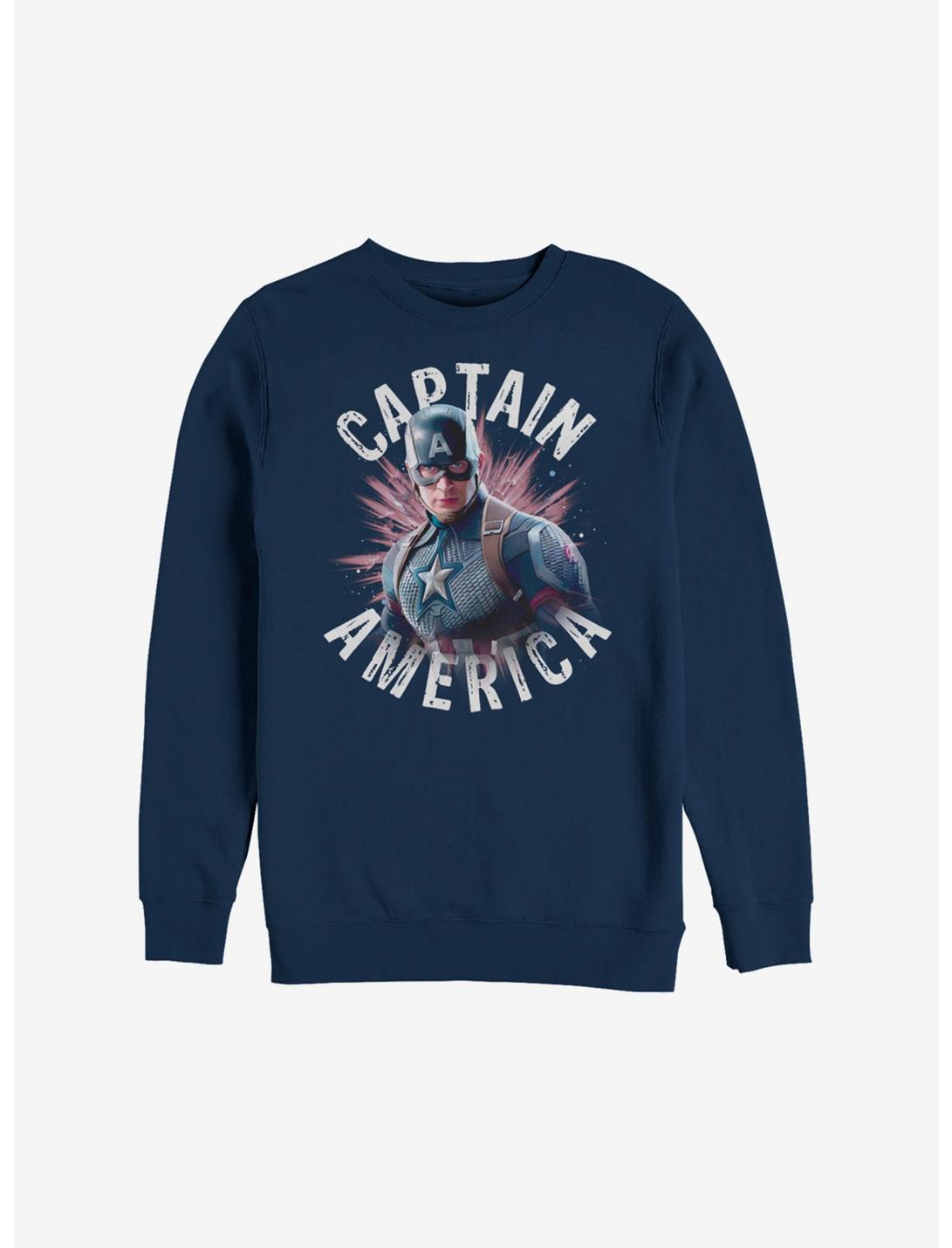 Marvel Avengers: Endgame Captain America Burst Sweatshirt, NAVY, hi-res