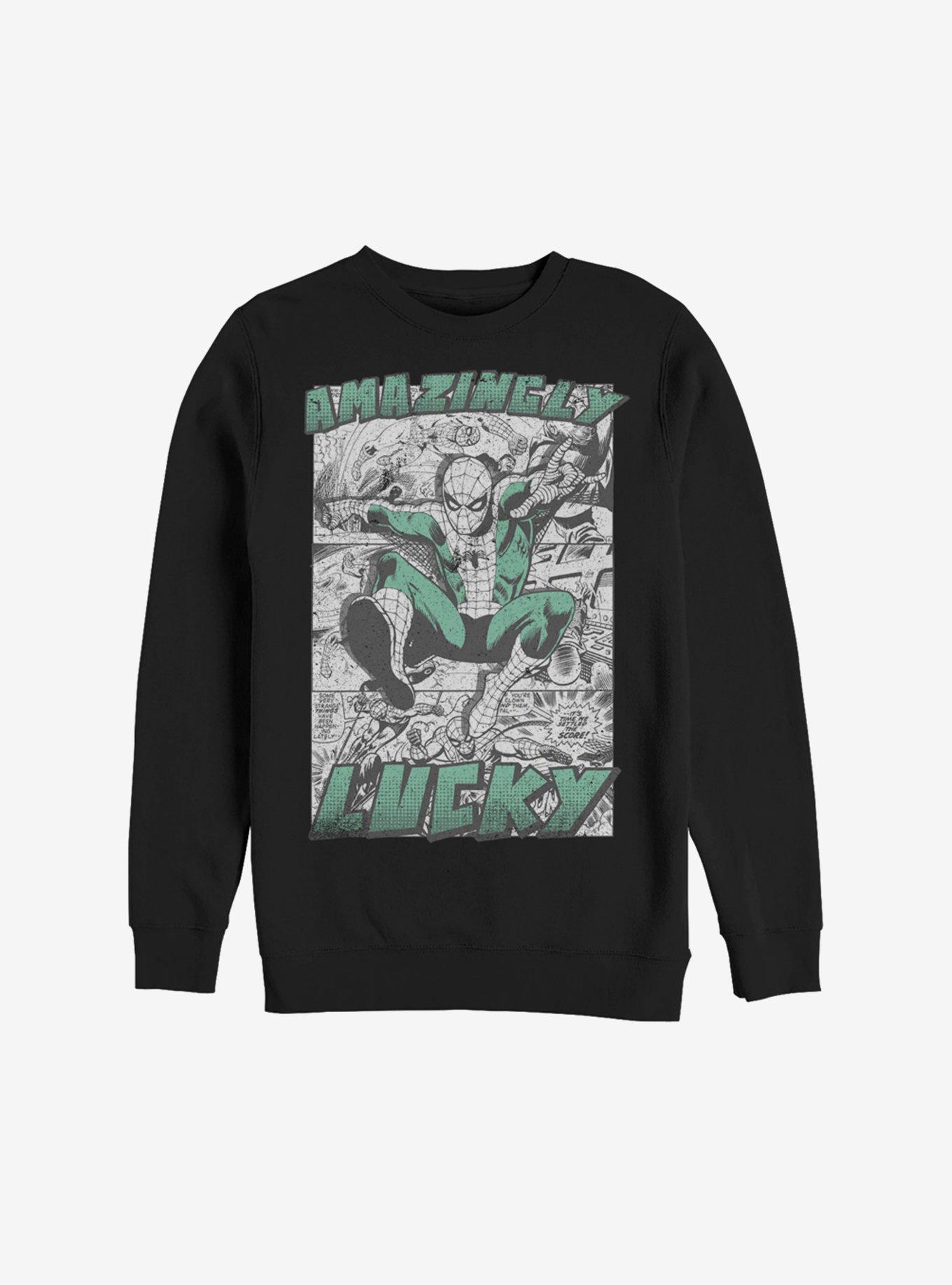 Marvel Spider-Man Amazingly Lucky Sweatshirt, BLACK, hi-res