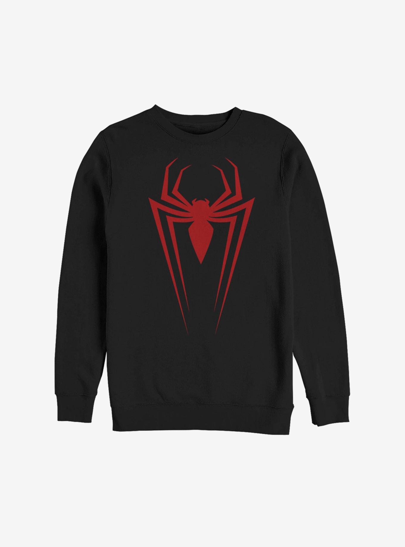 Marvel Spider-Man Long Spider Logo Sweatshirt, BLACK, hi-res