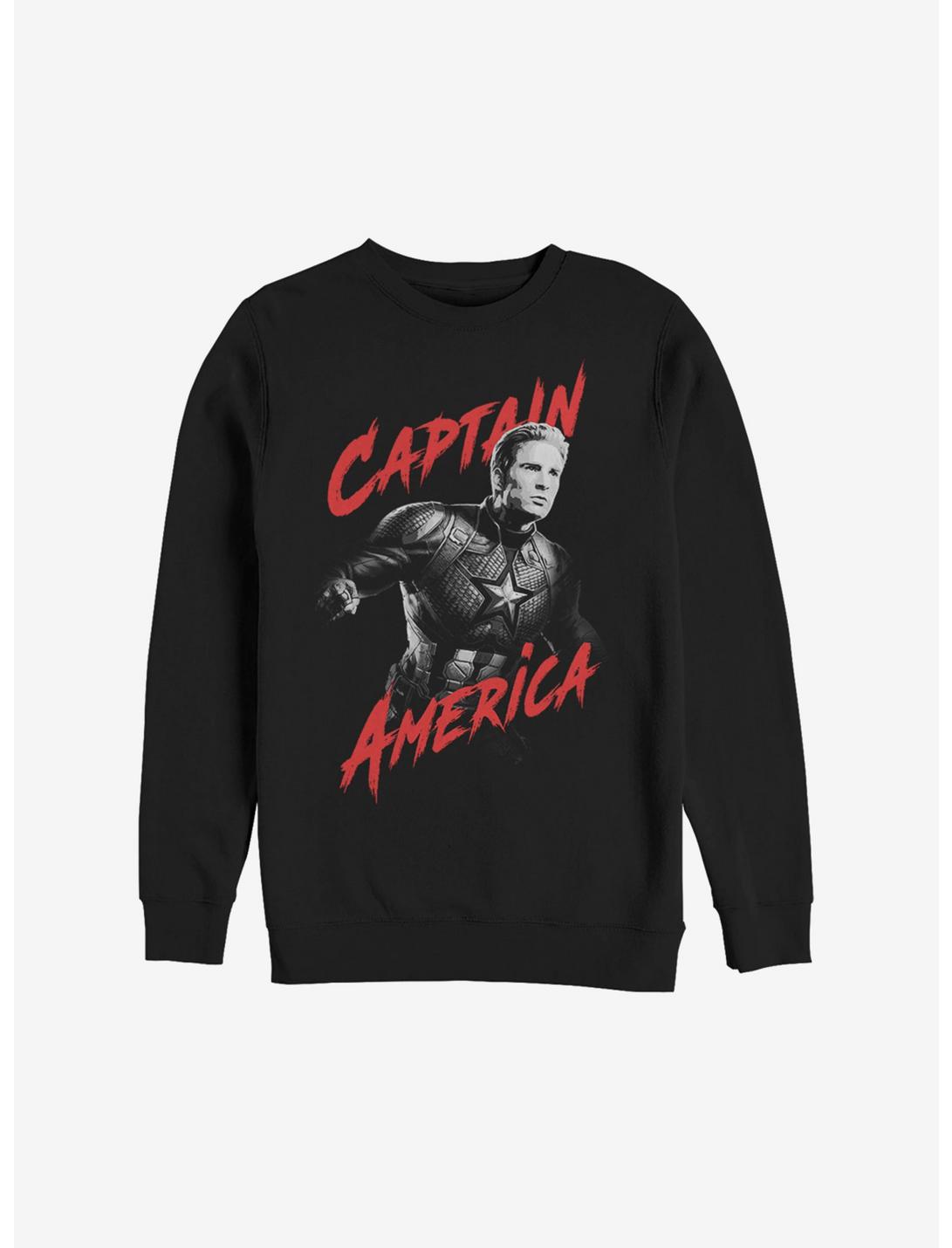 Marvel Avengers: Endgame Captain America High Contrast Sweatshirt, BLACK, hi-res